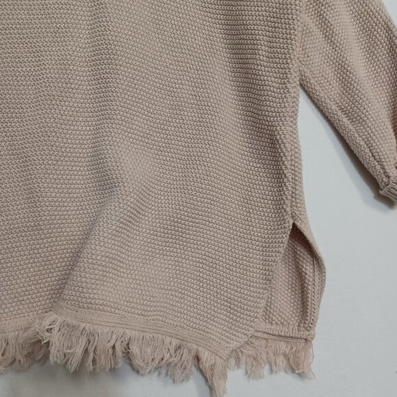 Wrap London Pullover Sweater Hally Knit Fringe Button Back Womens 8 - Picture 8 of 11